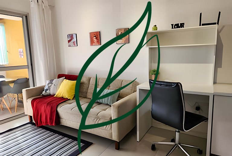 Centro | Varanda c/ Vista + Home Office