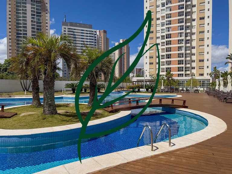 Condomínio Resort com Piscina e Varanda Gourmet